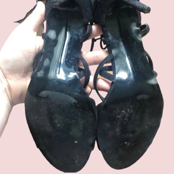 Shoe Dazzle Lace Up 4 inch Black Pumps size 10 - Picture 4 of 4